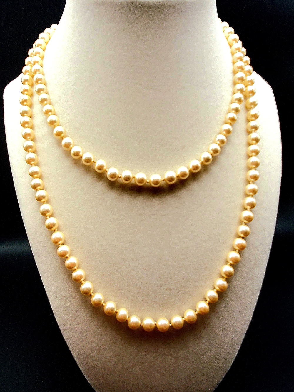 Vintage Marvella Faux Pearl Strand Necklace - Cream Champagne